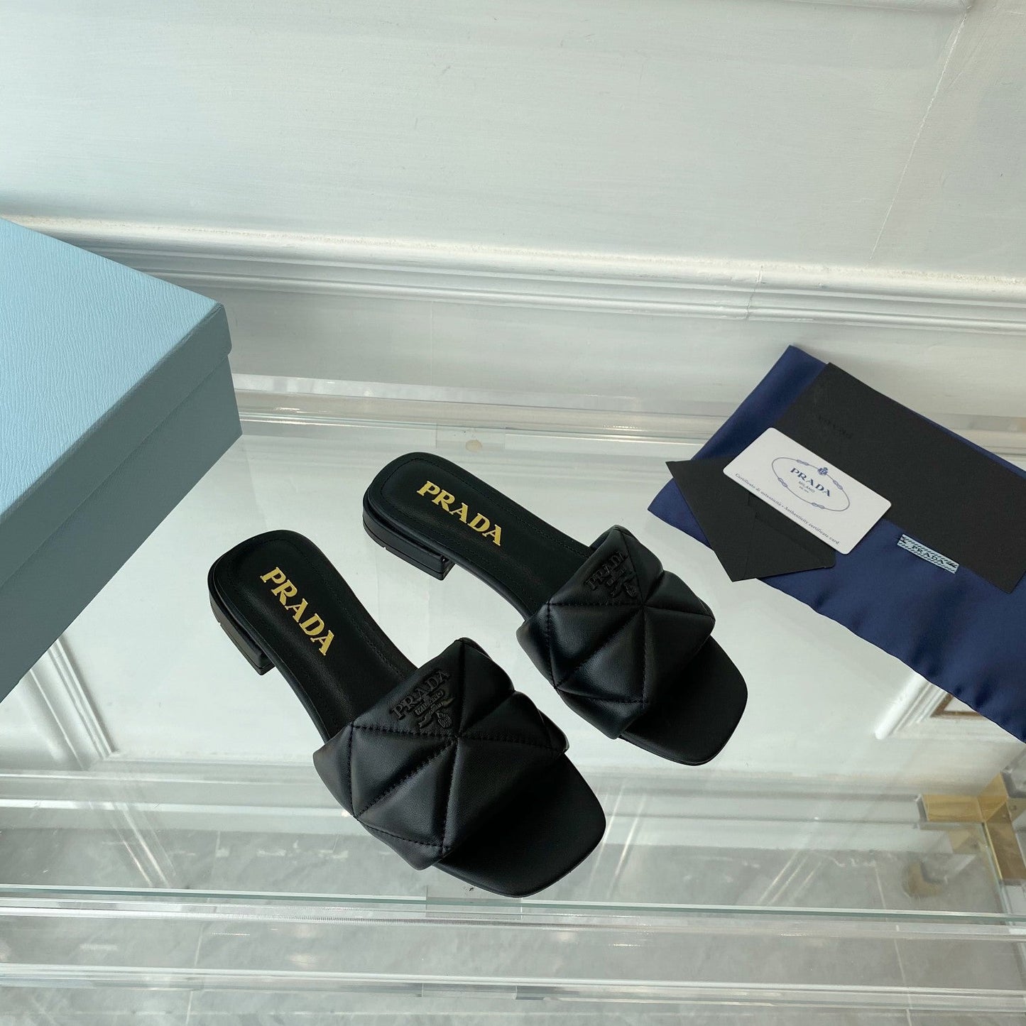 Luxury PradaSlide 25 Quilted Black leather