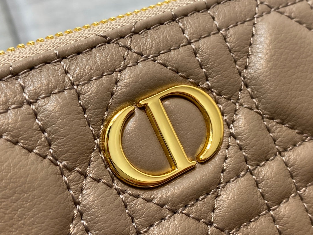 Luxury Diorlarge caro daily beige calfskin pouch
