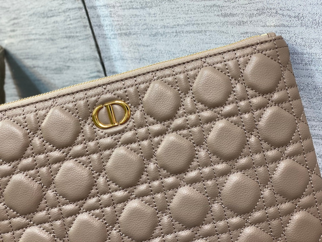 Luxury Diorlarge caro daily beige calfskin pouch