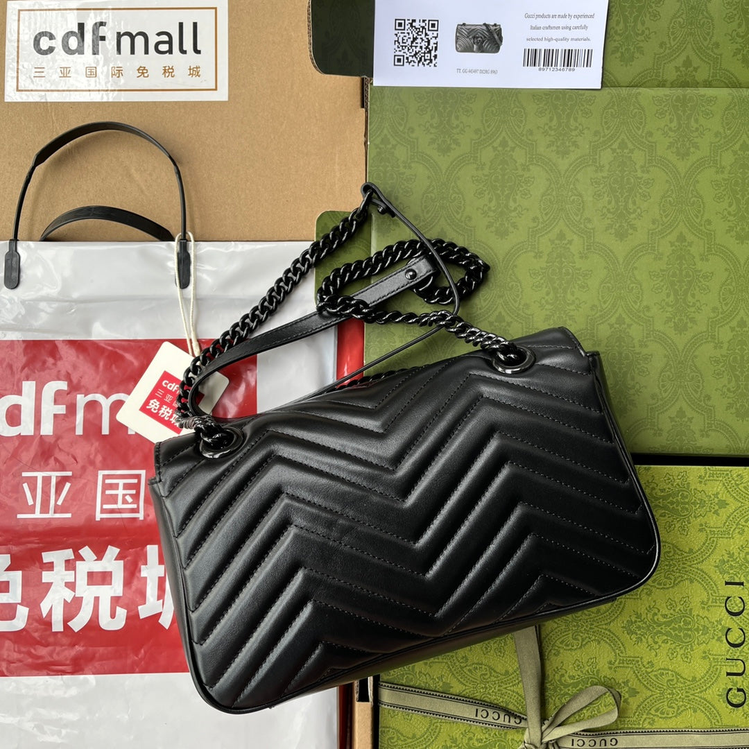 Luxury Gucci gg marmont 26cm all black calfskin