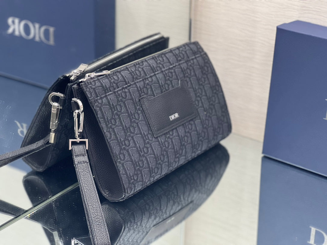 Luxury DiorSADDLE 28 BAG IN BLACK OBLIQUE JACQUARD