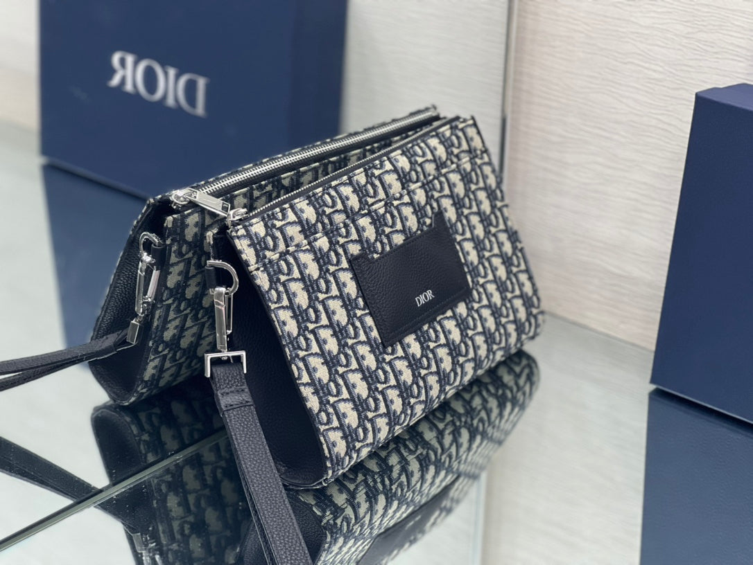 Luxury DiorSADDLE 28 BAG IN BLUE OBLIQUE JACQUARD