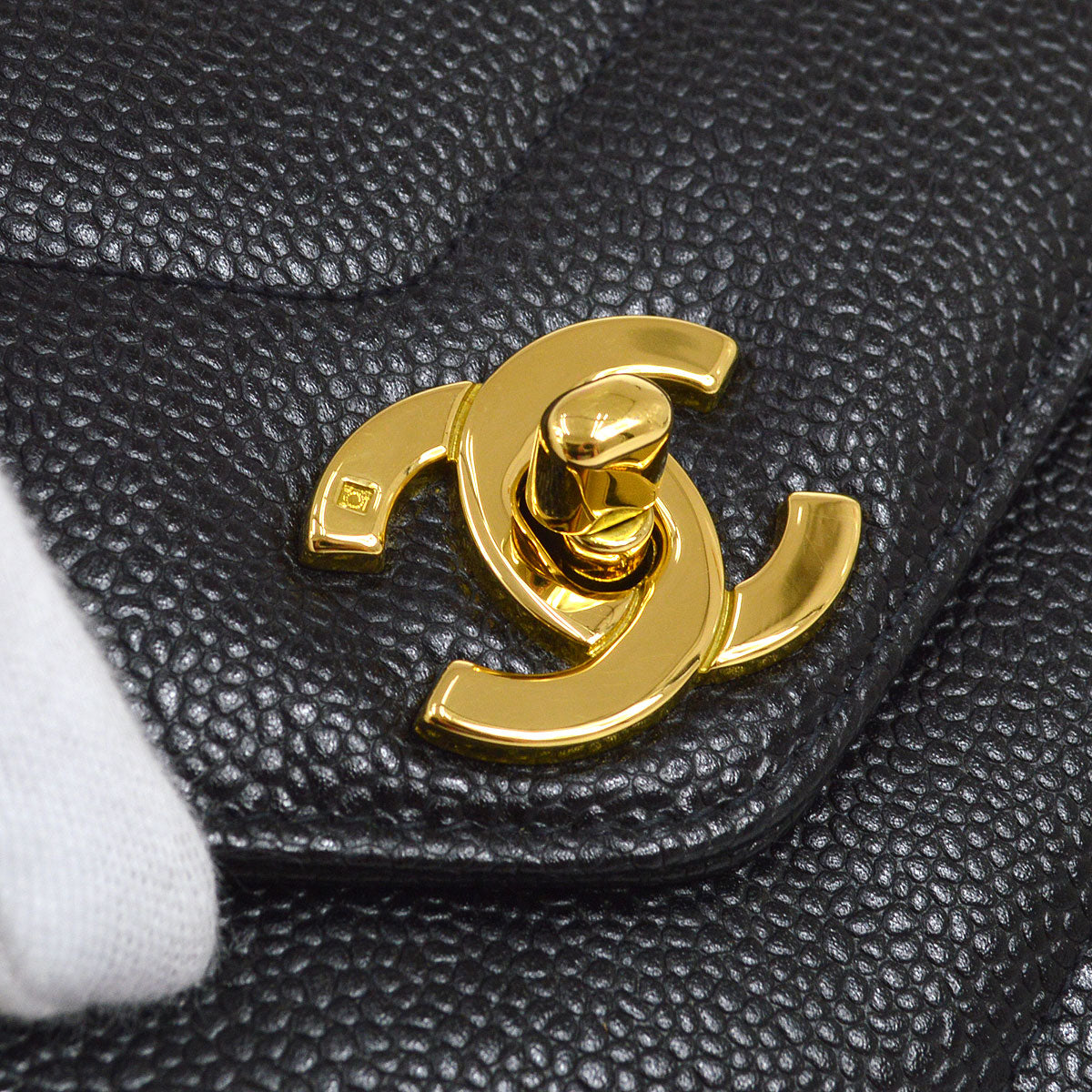 CHANEL 1994-1996 Chevron Letter Flap Mini Black Caviar 63355