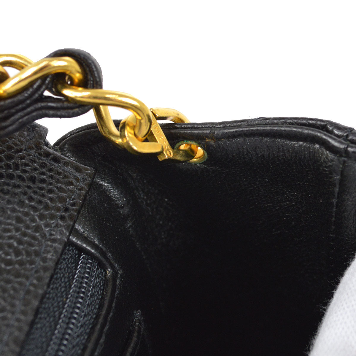 CHANEL 1994-1996 Chevron Letter Flap Mini Black Caviar 63355