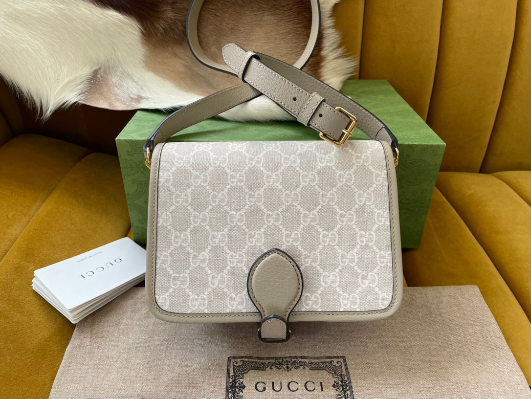 Luxury Gucci MINI CROSSBODY 20 BAG WITH INTERLOCKING G IN BEIGE CANVAS