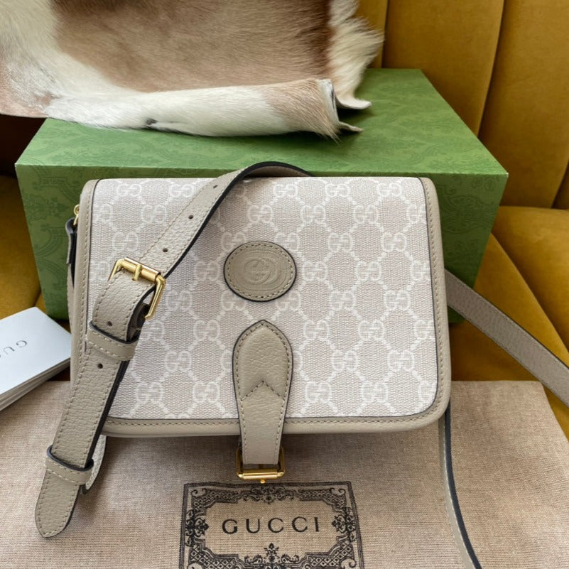 Luxury Gucci MINI CROSSBODY 20 BAG WITH INTERLOCKING G IN BEIGE CANVAS