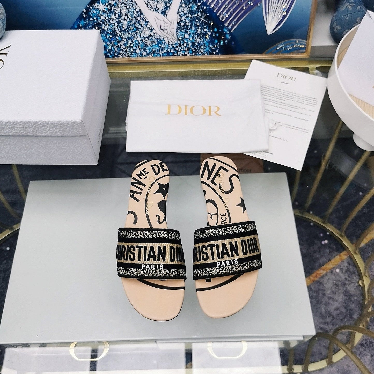 Luxury DiorMule Dway Slide 10mm Multi-motifs Style 33