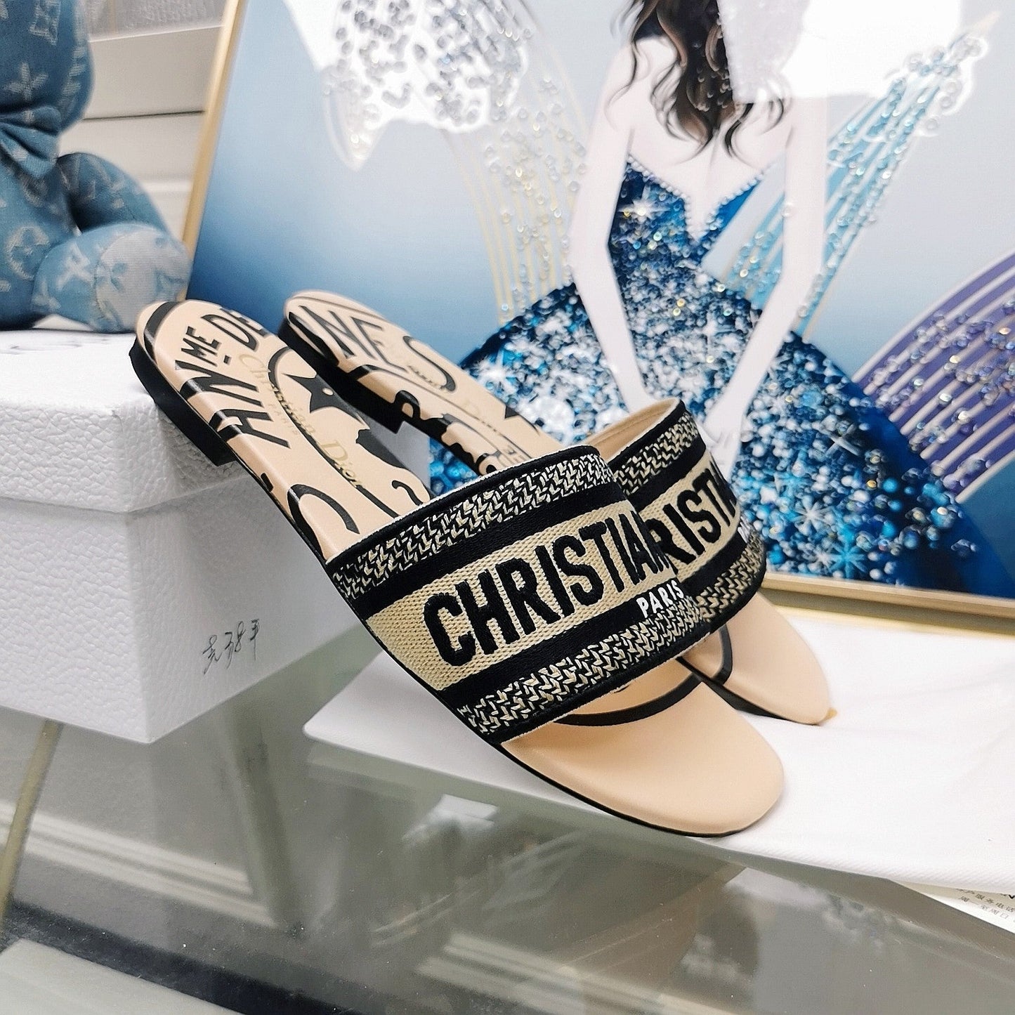 Luxury DiorMule Dway Slide 10mm Multi-motifs Style 33