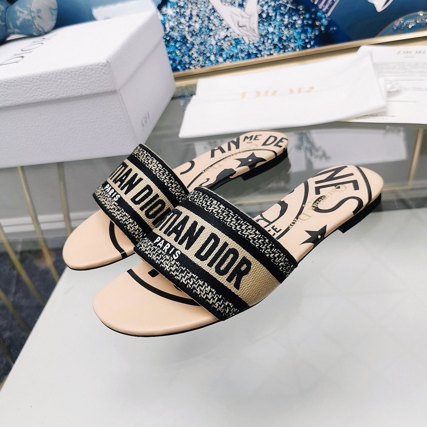 Luxury DiorMule Dway Slide 10mm Multi-motifs Style 33