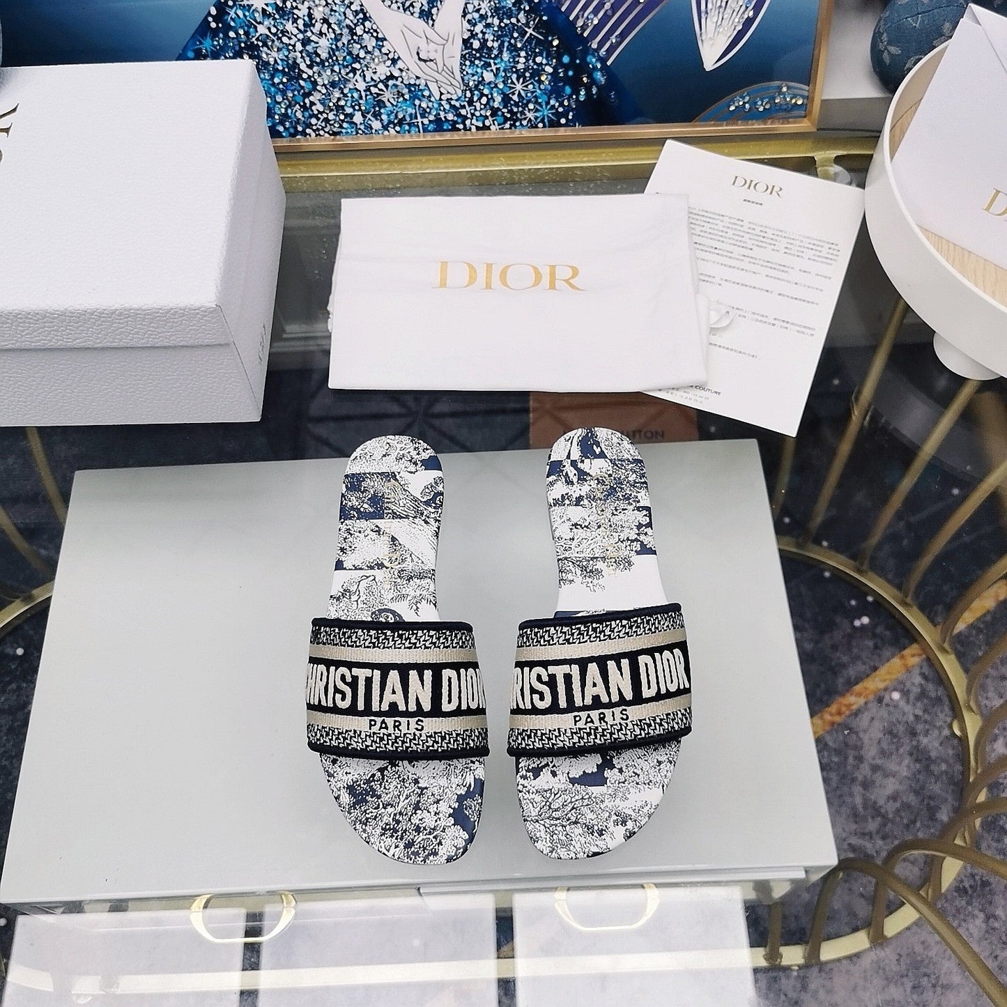 Luxury DiorMule Dway Slide 10mm Multi-motifs Style 29