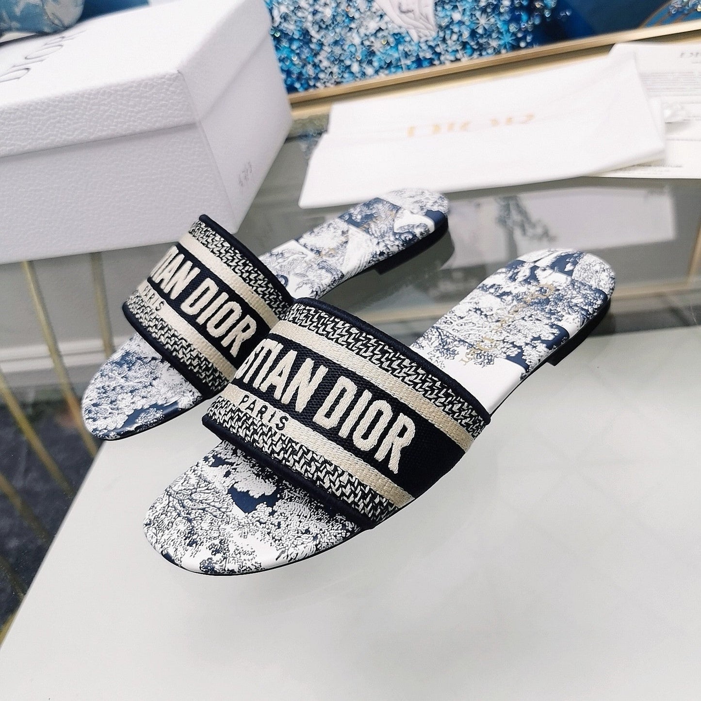 Luxury DiorMule Dway Slide 10mm Multi-motifs Style 29