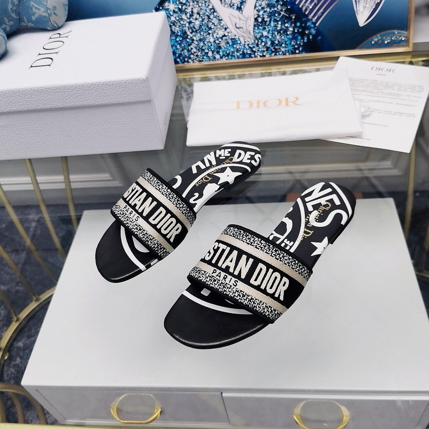 Luxury DiorMule Dway Slide 10mm Multi-motifs Style 30