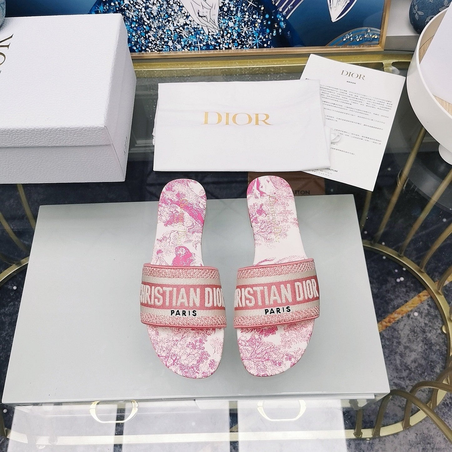 Luxury DiorMule Dway Slide 10mm Multi-motifs Style 28