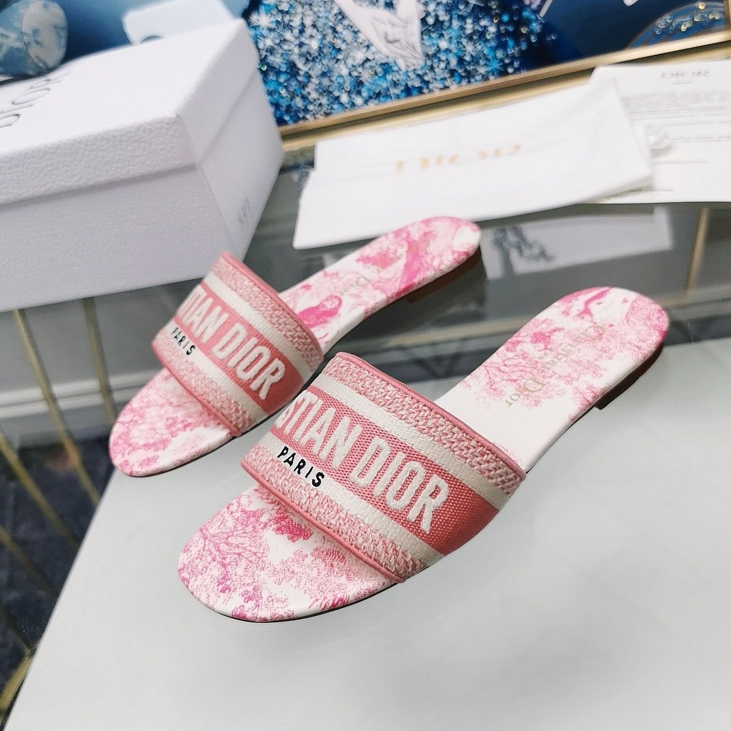 Luxury DiorMule Dway Slide 10mm Multi-motifs Style 28