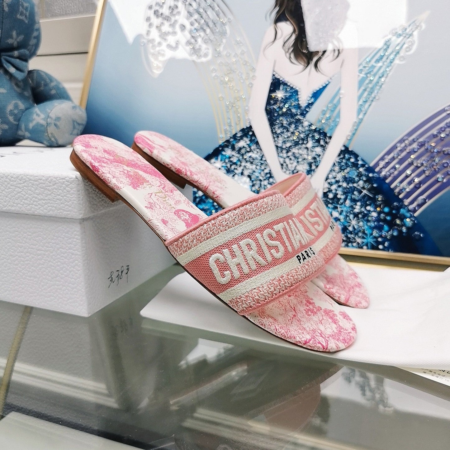 Luxury DiorMule Dway Slide 10mm Multi-motifs Style 28
