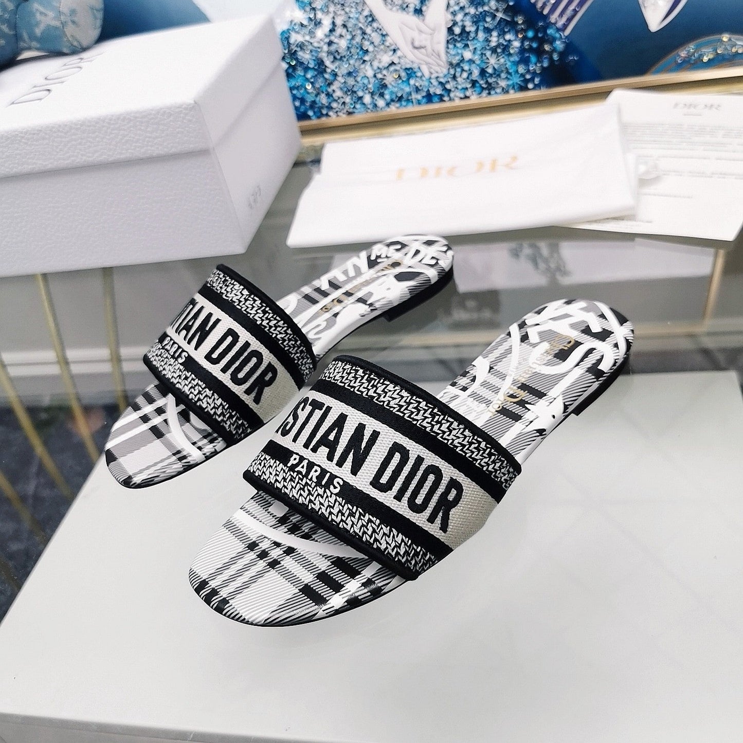 Luxury DiorMule Dway Slide 10mm Multi-motifs Style 31