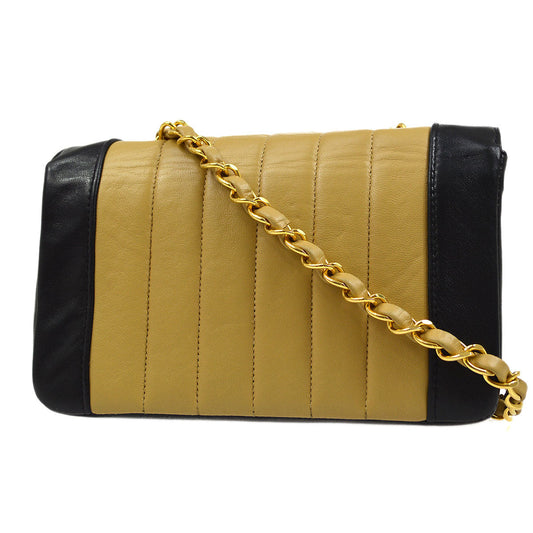 CHANEL★ 1991-1994 Lambskin Vertical Border Flap Mini 44032