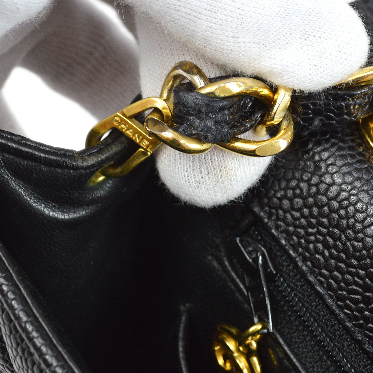 CHANEL 1994-1996 Big CC Straight Flap Bag Medium Black Caviar 84105