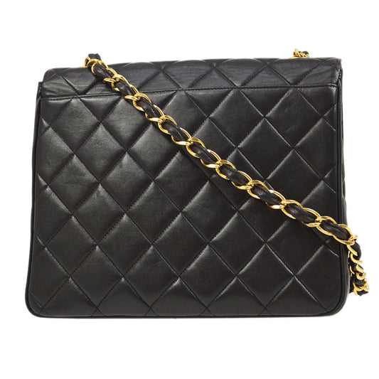 CHANEL 1994-1996 Big CC Straight Flap Medium Black Lambskin 84270