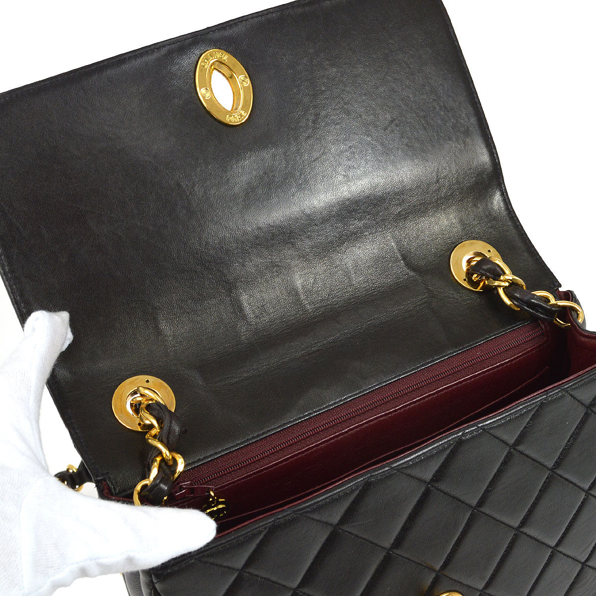 CHANEL 1994-1996 Big CC Straight Flap Medium Black Lambskin 84270
