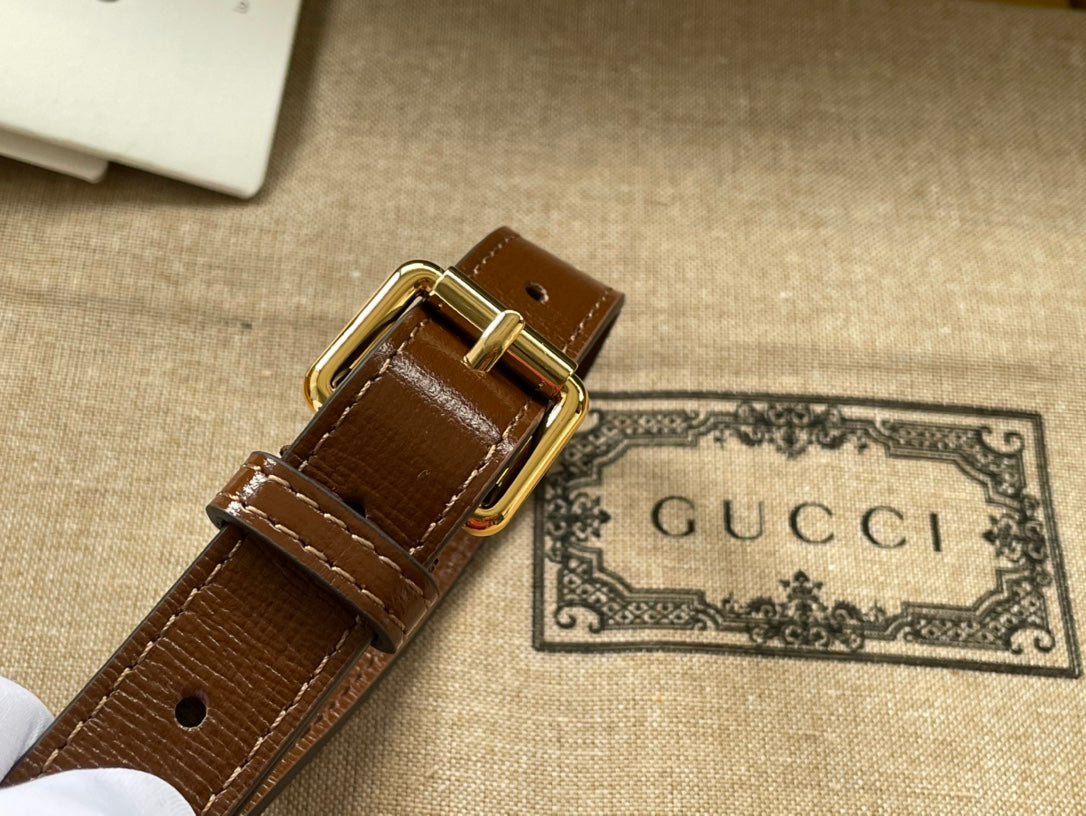 Luxury Gucci BAG WITH INTERLOCKING G 22 IN BEIGE EBONY CANVAS AND BROWN CALFSKIN TRIM