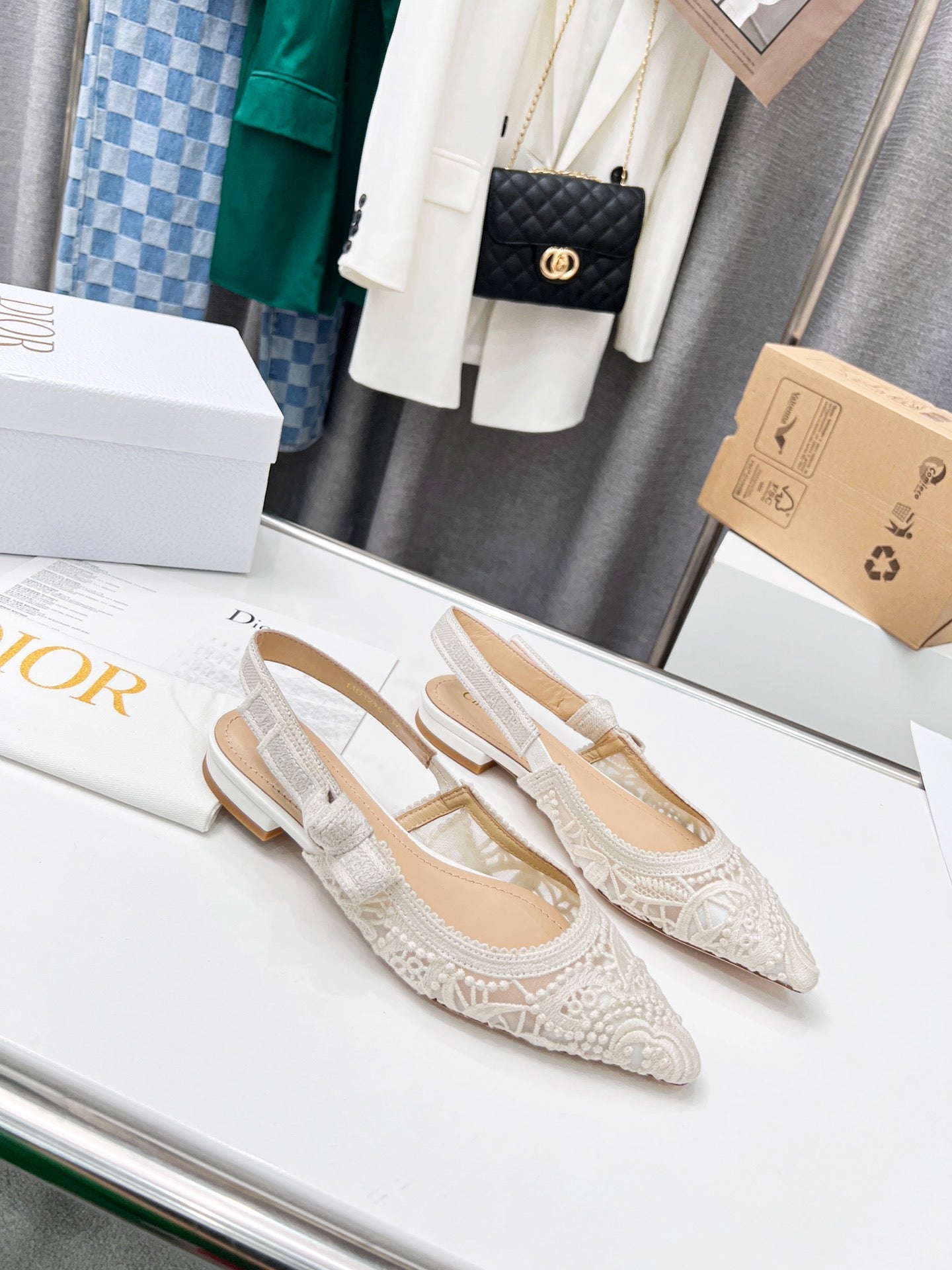 Luxury Dior25 J'A Luxury DiorSlingback Flat Mesh Fabric 237966