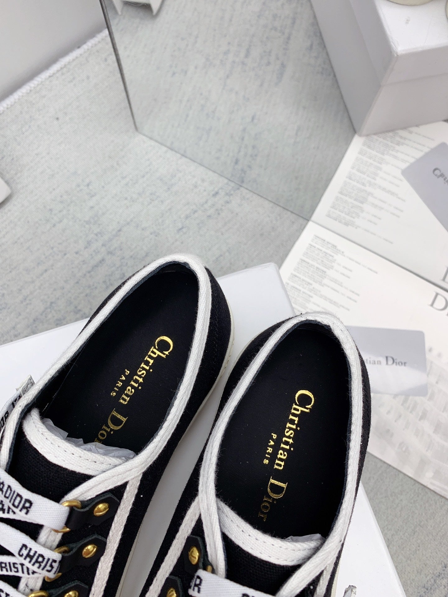 Luxury Diorwalkn sneaker black white canvas