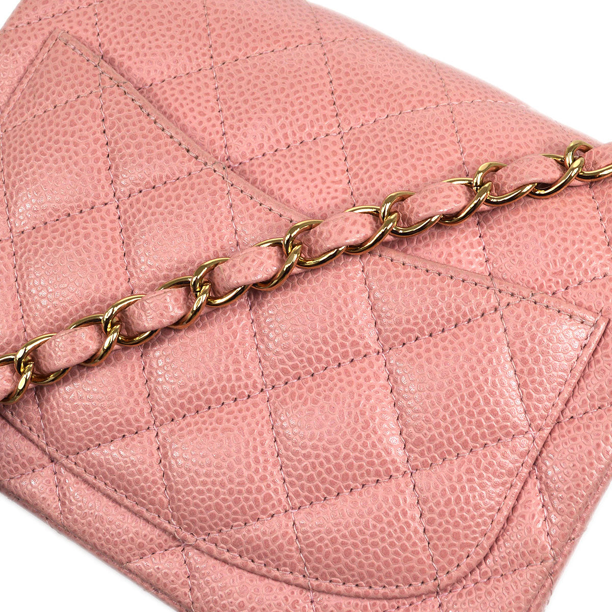 CHANEL★ 2003-2004 Classic Square Flap 17 Pink Caviar 73586