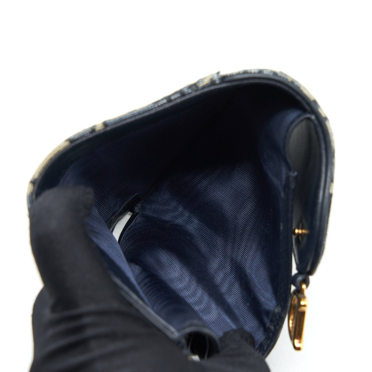 Luxury Dior Saddle Small Wallet Blue Oblique Canvas GHW