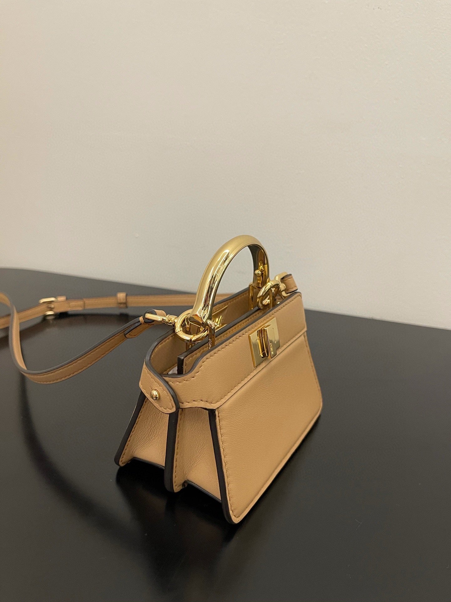 Luxury FendiLuxury FendiPEEKABOO ISEEU MICRO 12 BAG IN COPPER BROWN CALFSKIN WITH GOLD HARDWARE