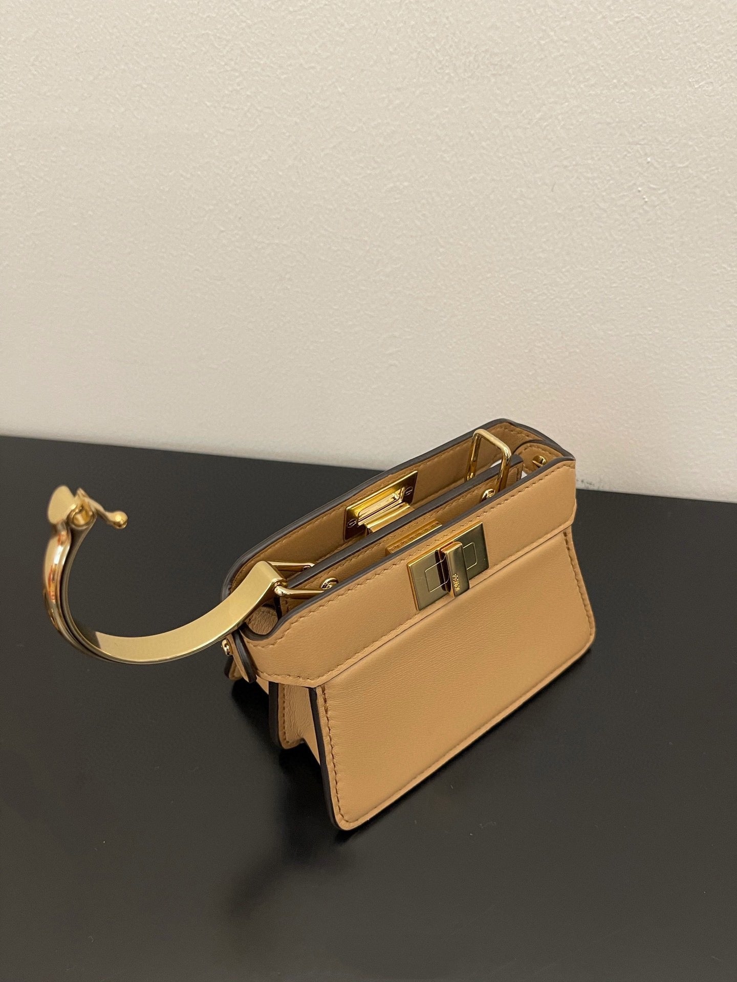 Luxury FendiLuxury FendiPEEKABOO ISEEU MICRO 12 BAG IN COPPER BROWN CALFSKIN WITH GOLD HARDWARE