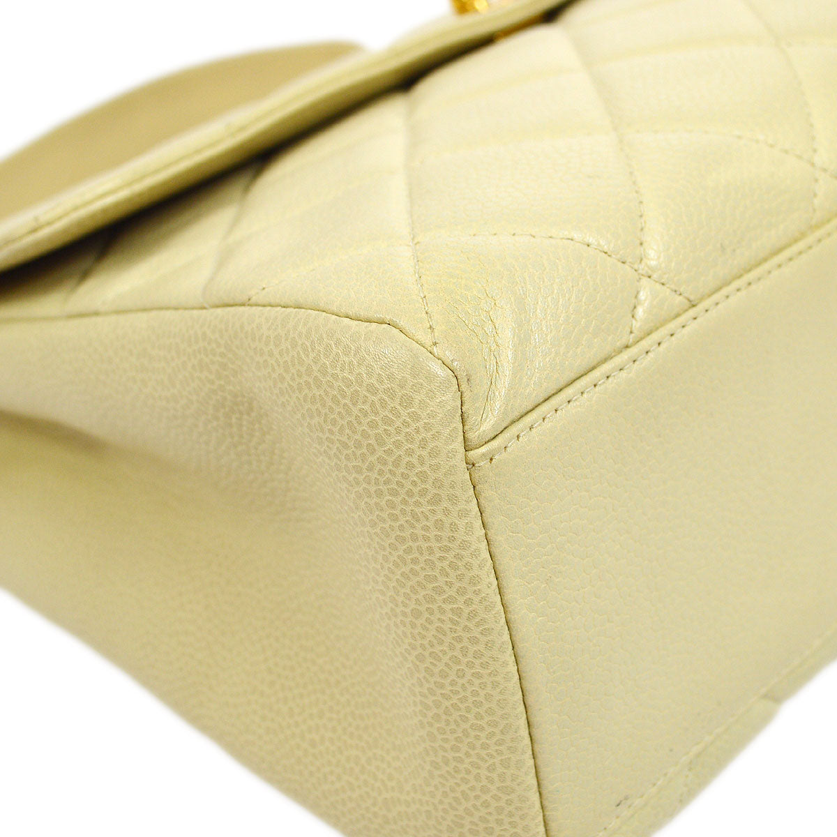 CHANEL 1996 Ivory Caviar Straight Flap Large 63585