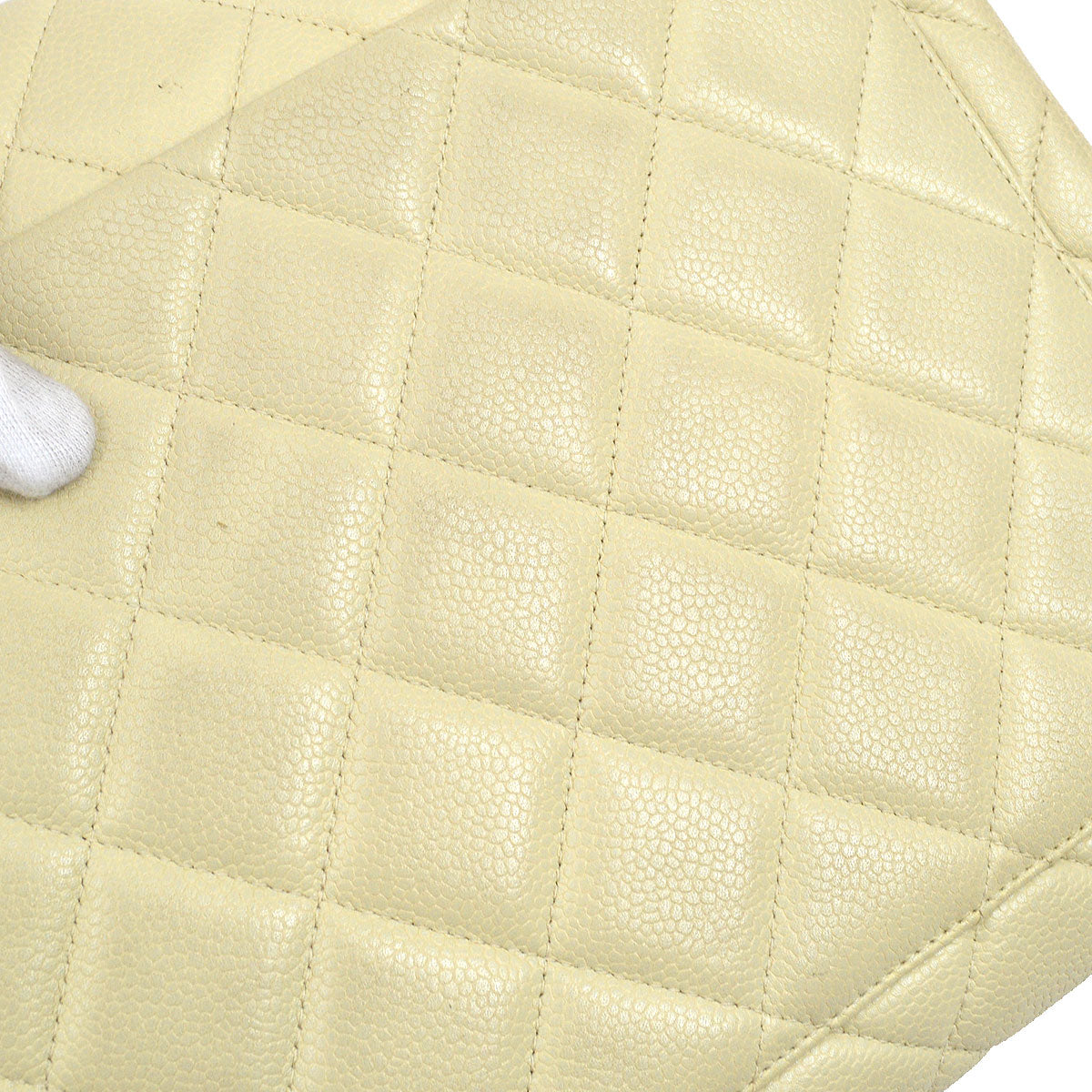 CHANEL 1996 Ivory Caviar Straight Flap Large 63585