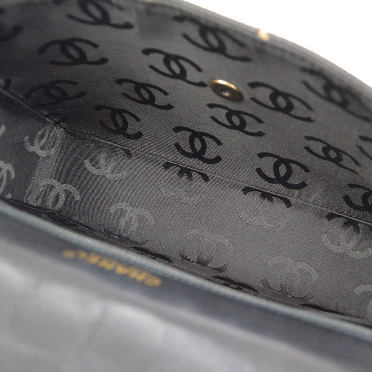 CHANEL 2000-2001 Gunmetal Hardware Wild Stitch Straight Flap Large 93844