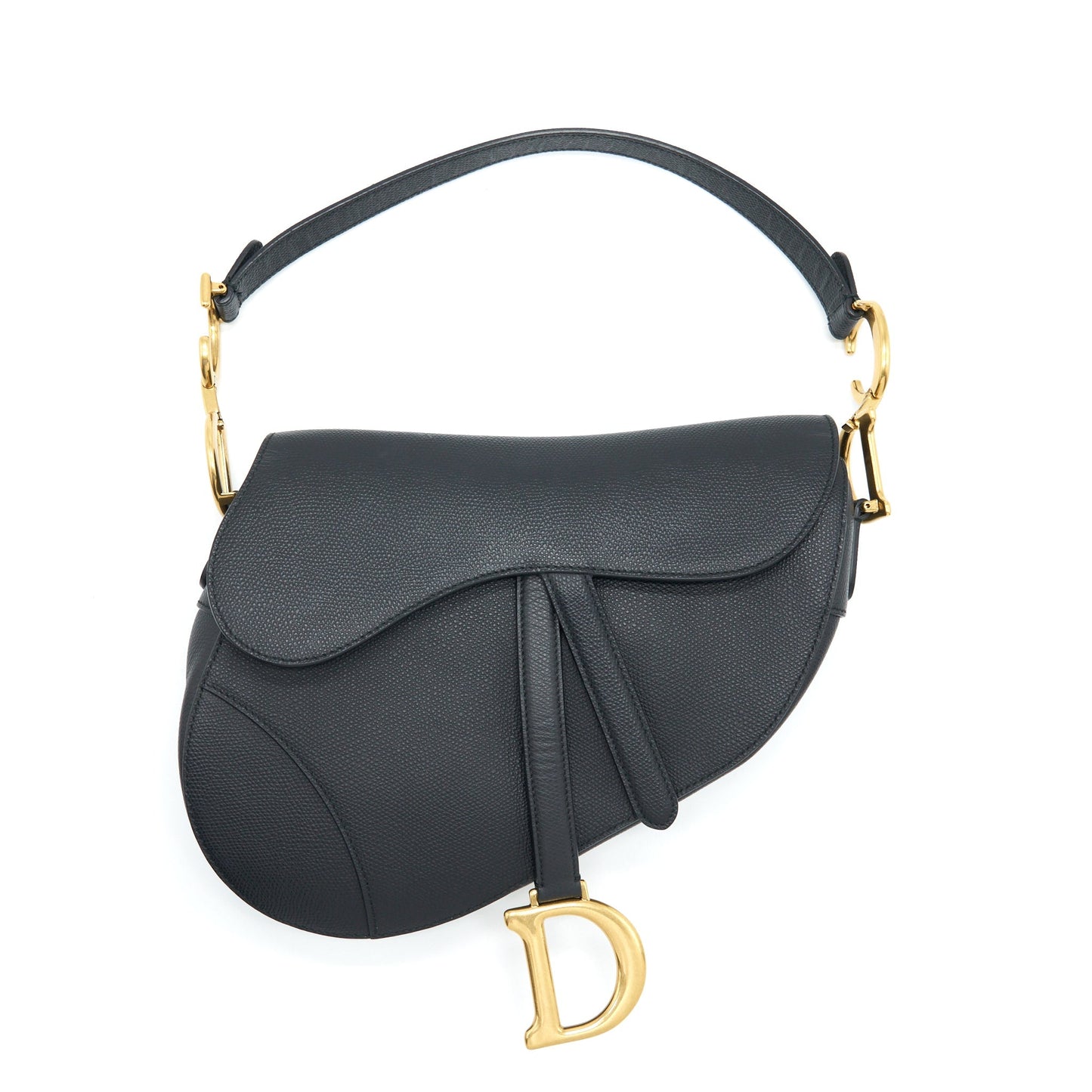 Luxury Dior Medium Saddle Bag Grained Calfskin Black GHW