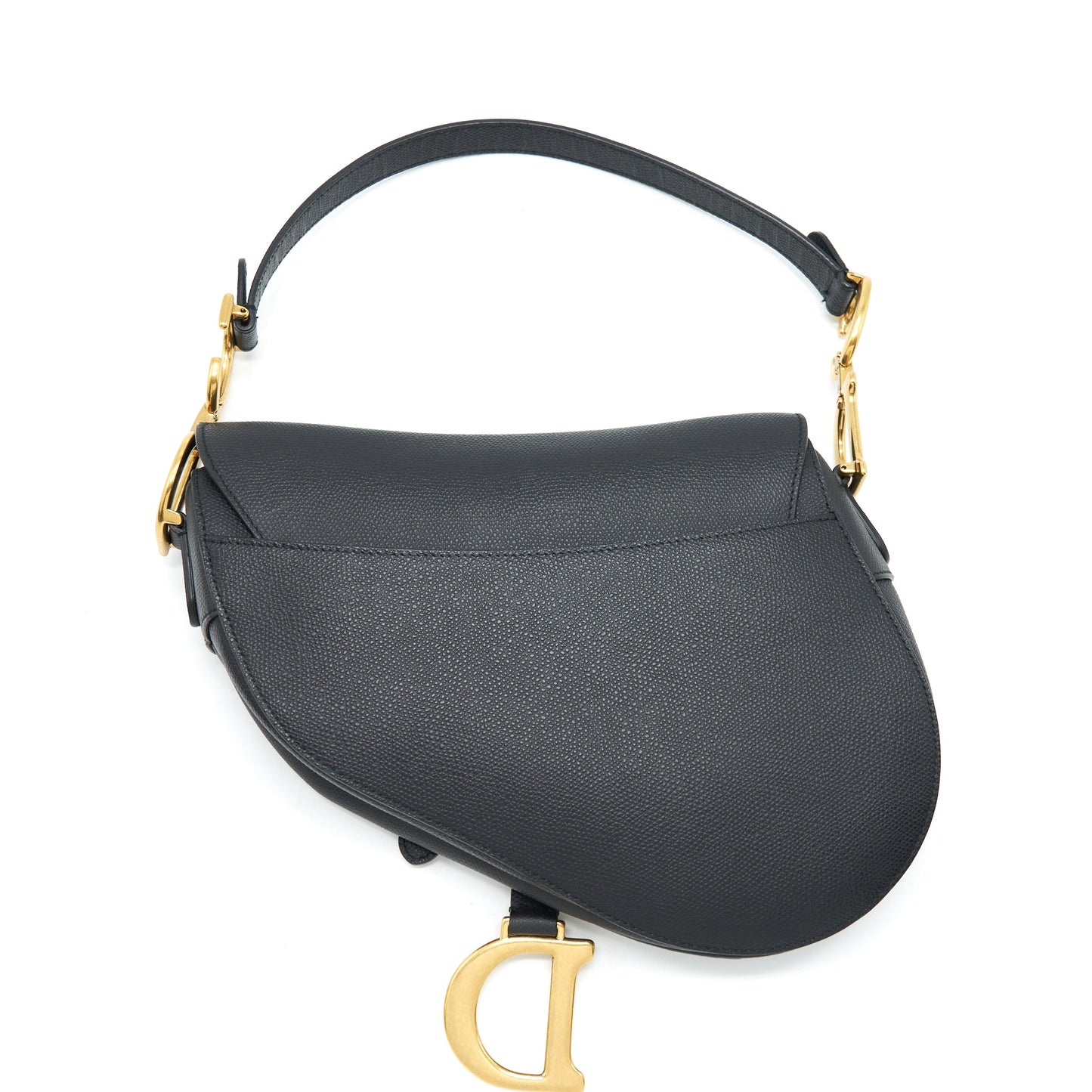 Luxury Dior Medium Saddle Bag Grained Calfskin Black GHW