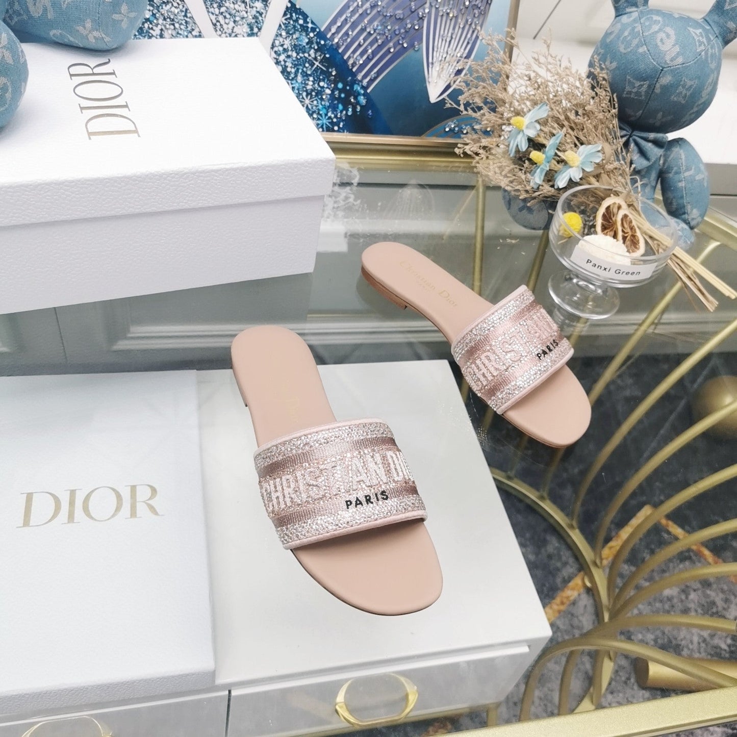 Luxury DiorMule Dway Slide 10mm Multi-motifs Style 23