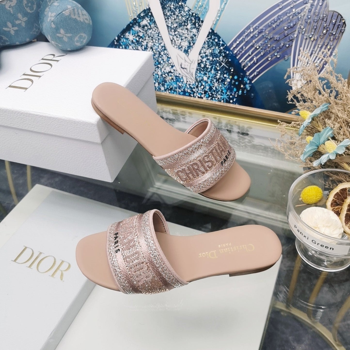 Luxury DiorMule Dway Slide 10mm Multi-motifs Style 23