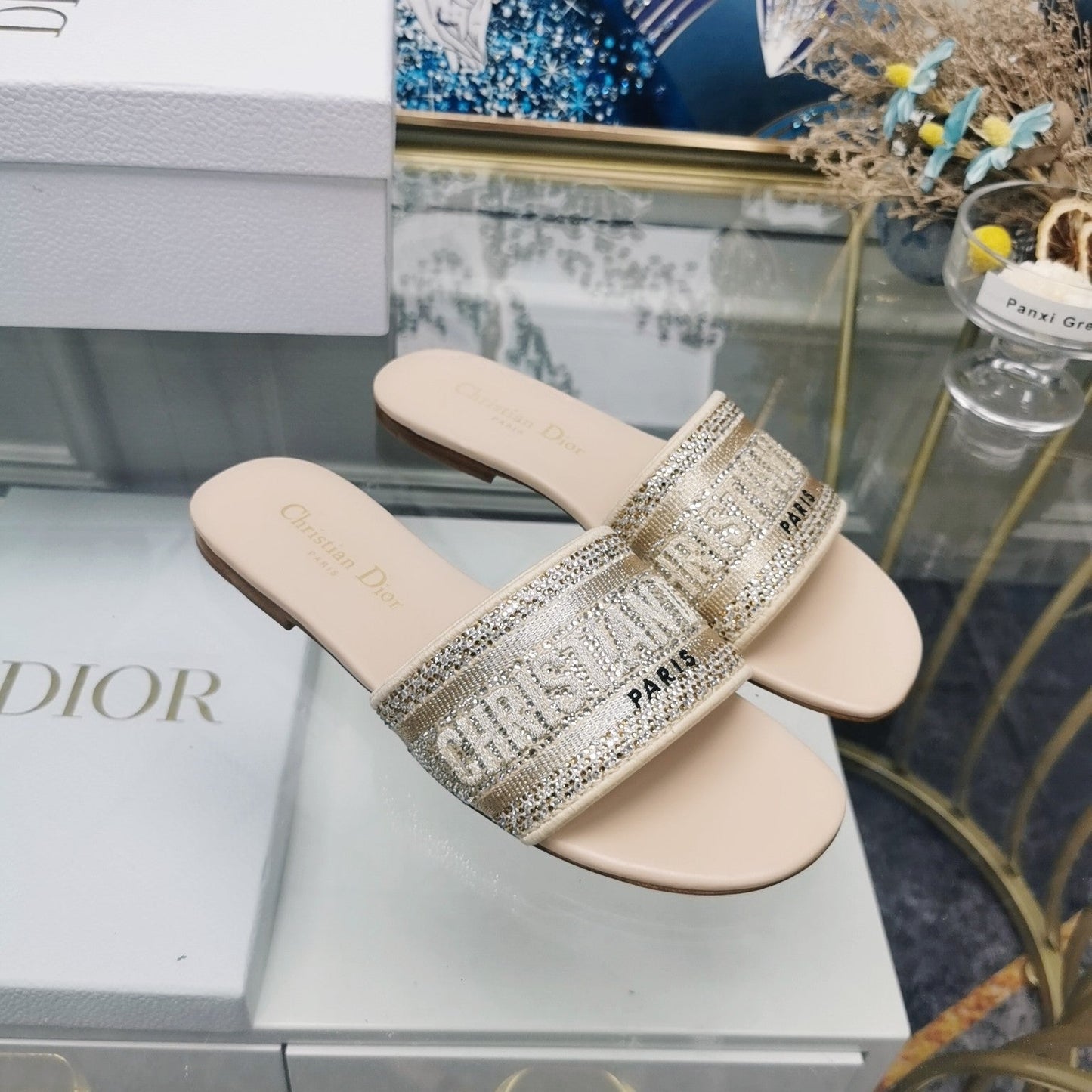 Luxury DiorMule Dway Slide 10mm Multi-motifs Style 22