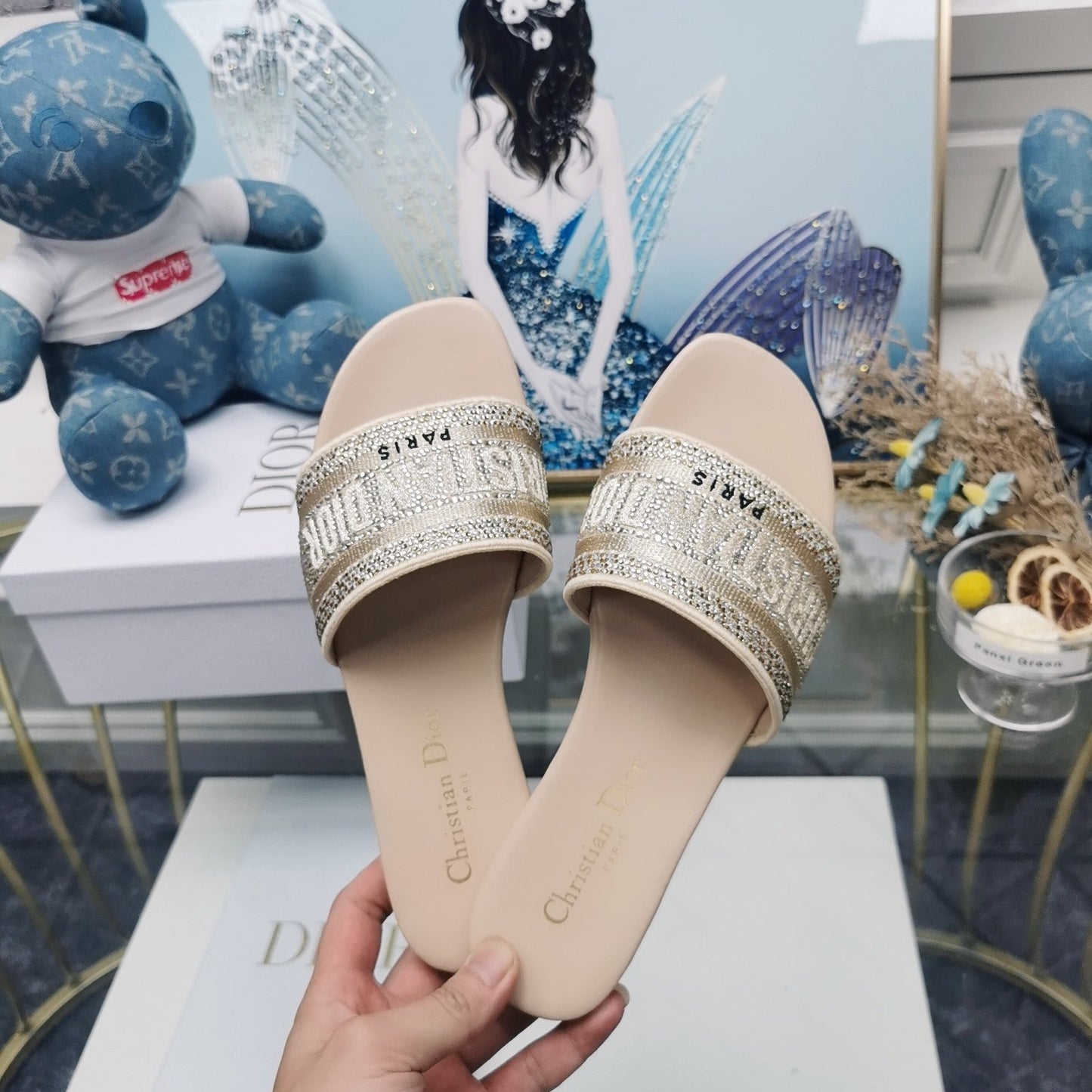 Luxury DiorMule Dway Slide 10mm Multi-motifs Style 22