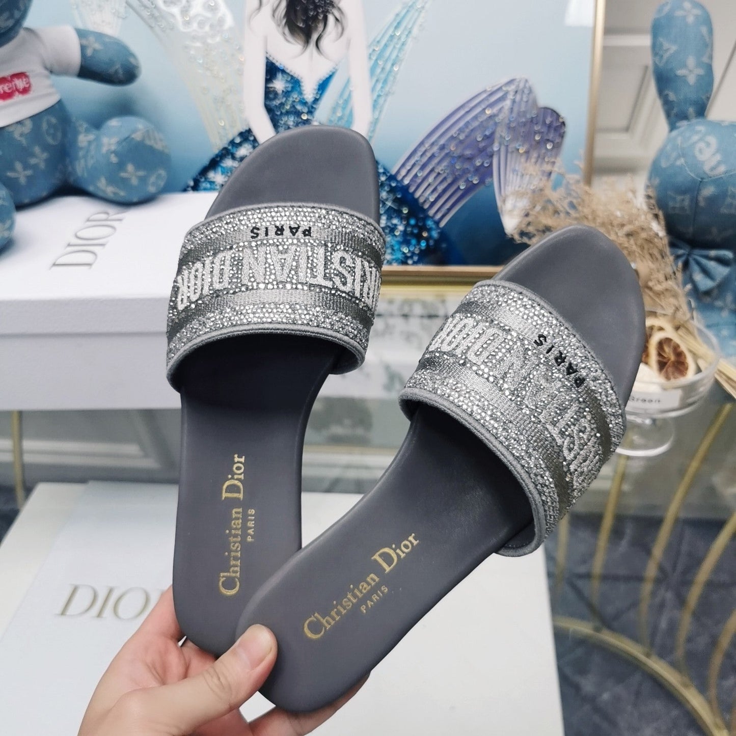 Luxury DiorMule Dway Slide 10mm Multi-motifs Style 21