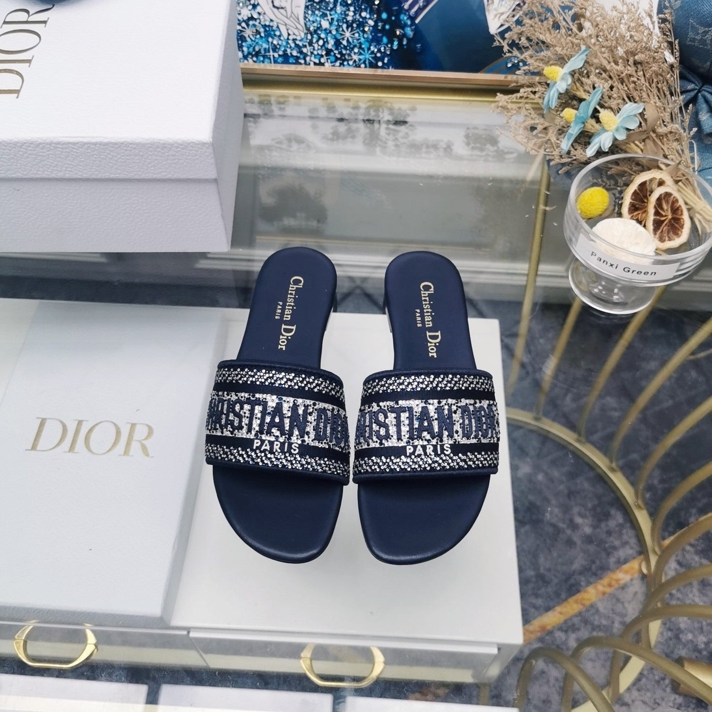 Luxury DiorMule Dway Slide 10mm Multi-motifs Style 20