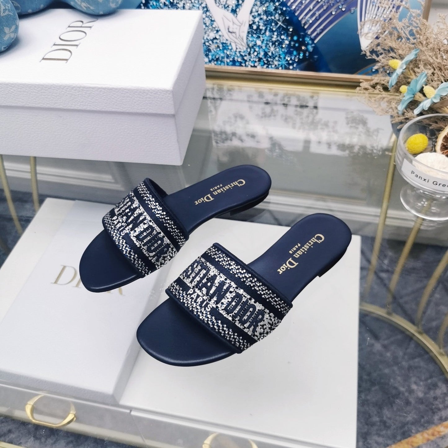 Luxury DiorMule Dway Slide 10mm Multi-motifs Style 20