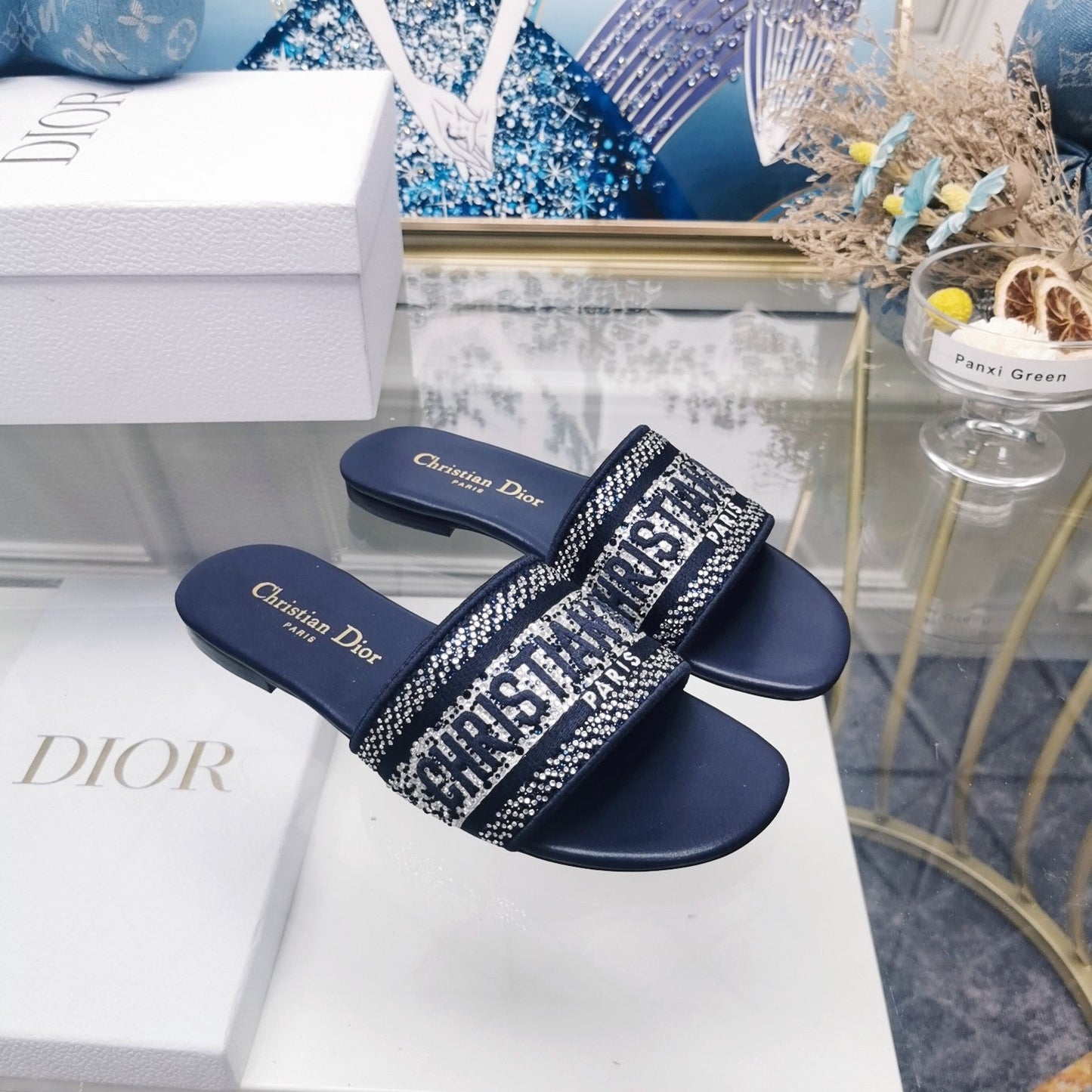 Luxury DiorMule Dway Slide 10mm Multi-motifs Style 20