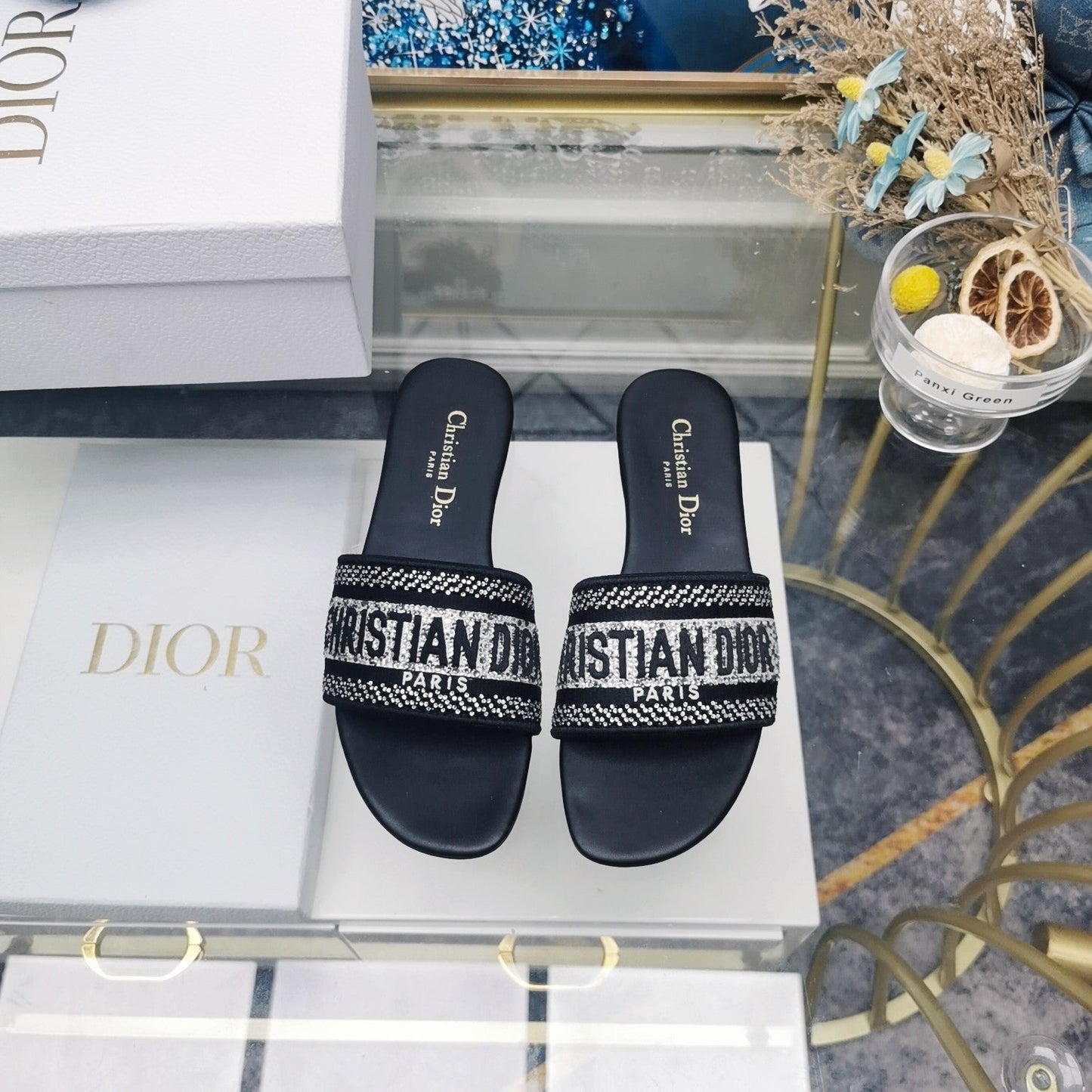 Luxury DiorMule Dway Slide 10mm Multi-motifs Style 19