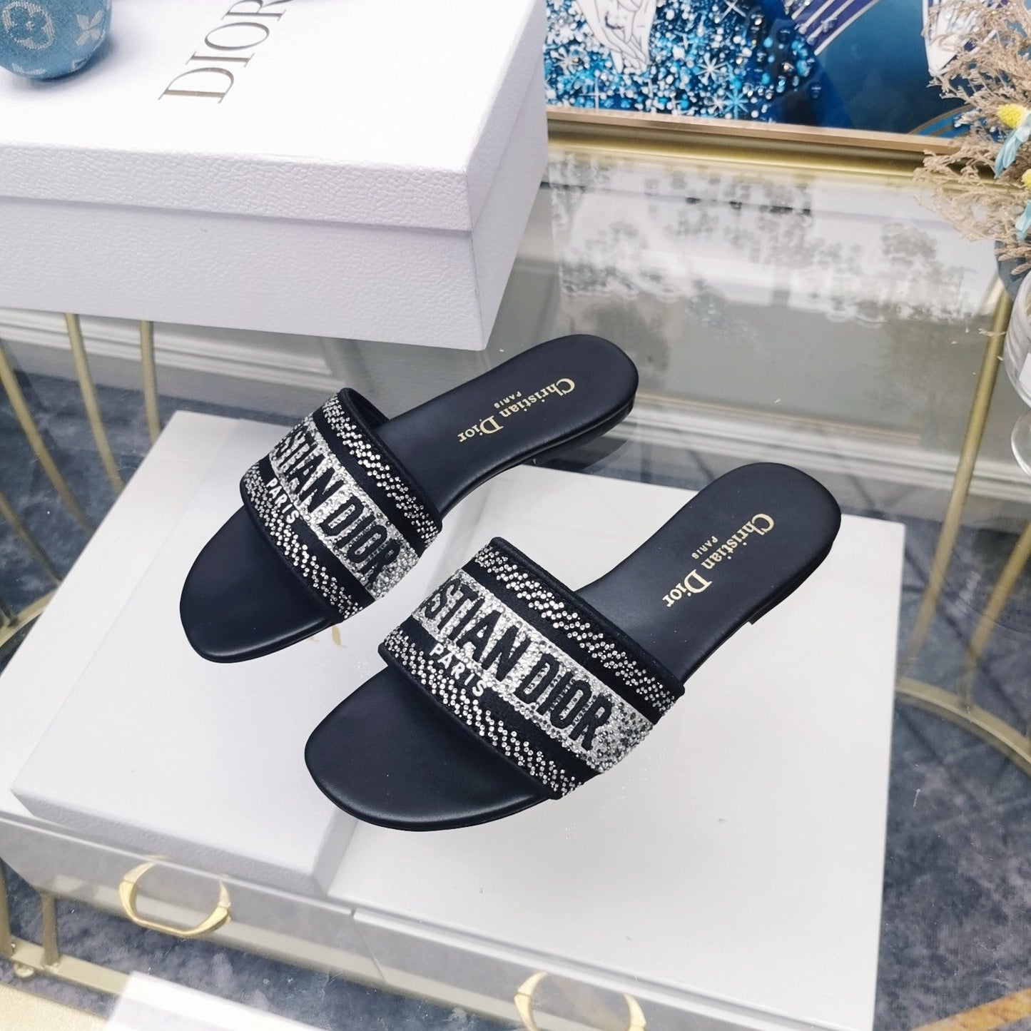 Luxury DiorMule Dway Slide 10mm Multi-motifs Style 19