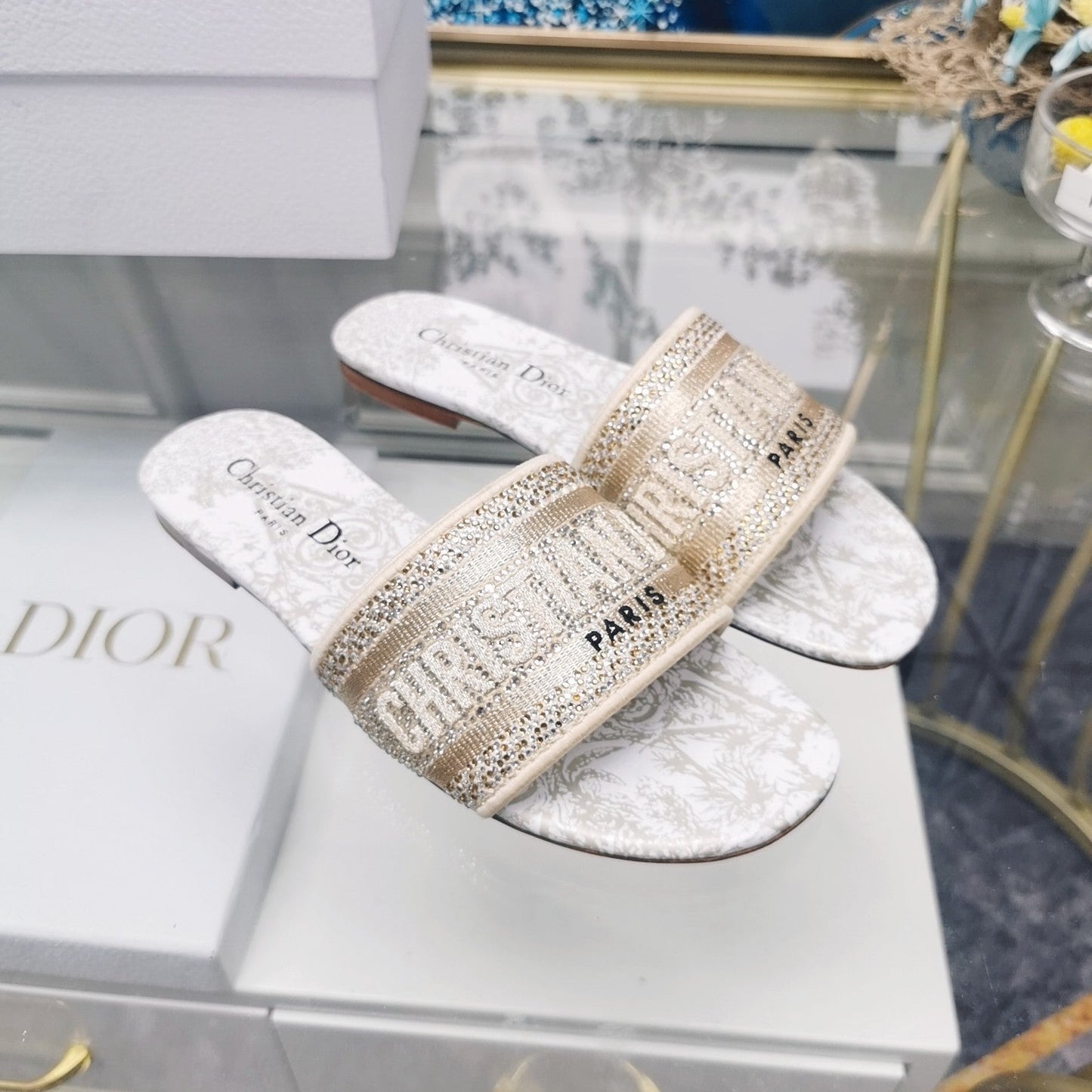 Luxury DiorMule Dway Slide 10mm Multi-motifs Style 18