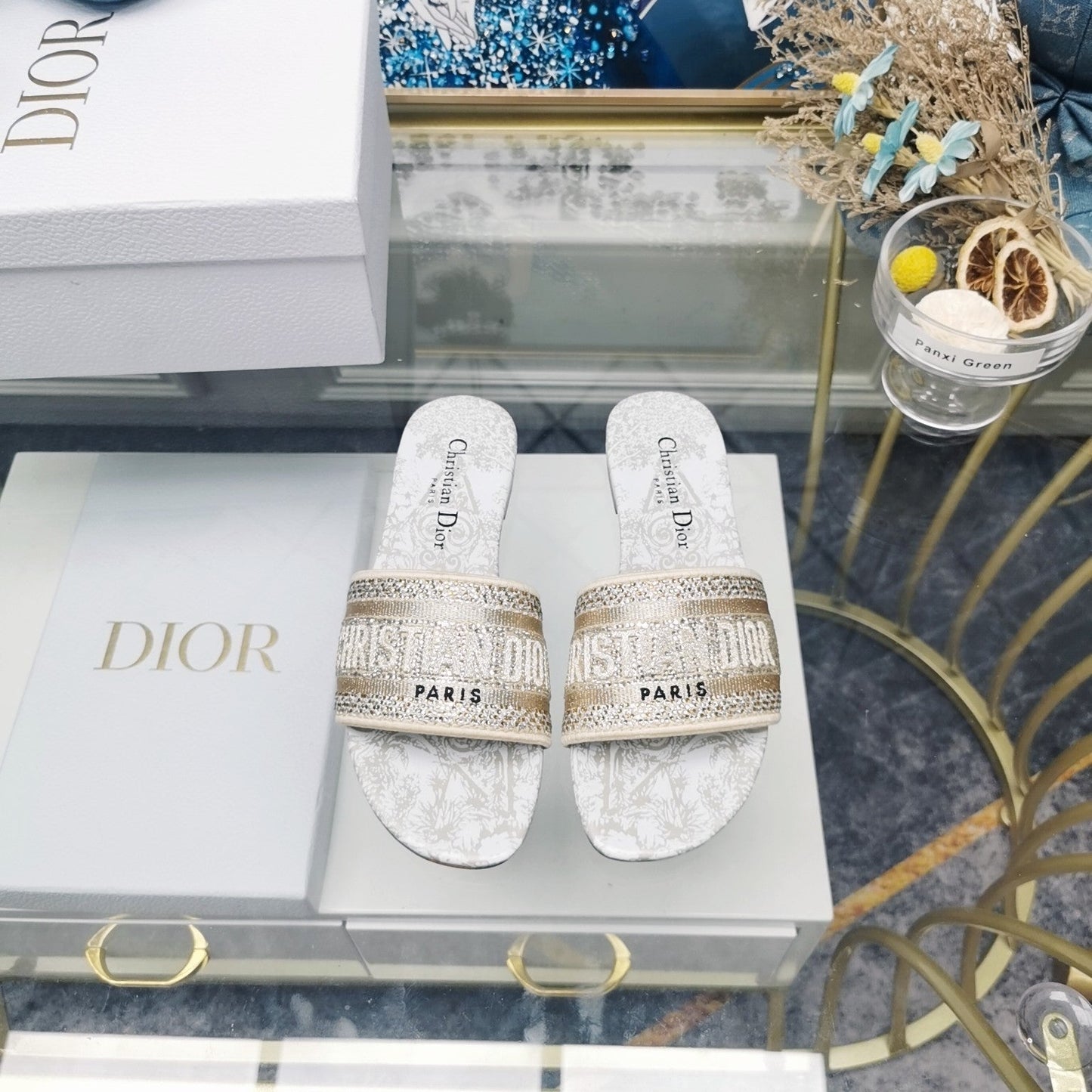 Luxury DiorMule Dway Slide 10mm Multi-motifs Style 18