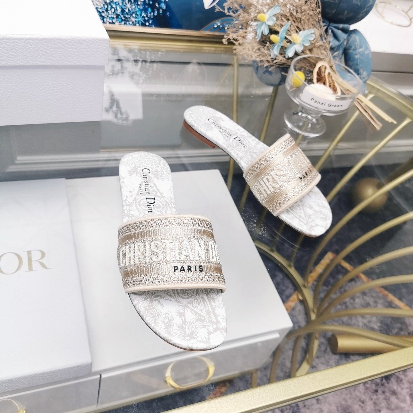 Luxury DiorMule Dway Slide 10mm Multi-motifs Style 18