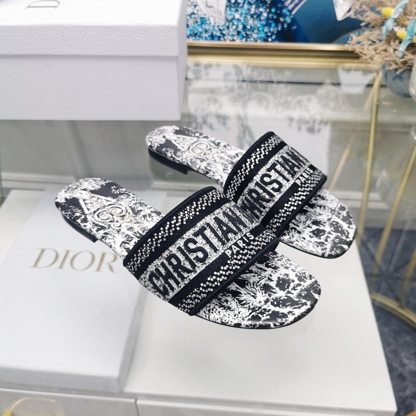 Luxury DiorMule Dway Slide 10mm Multi-motifs Style 17